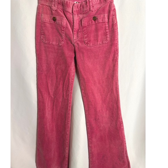 Free People Pants - FREE PEOPLE 4 Pink Corduroy Flare Pants Button Pockets Mid Rise Stretch Boho 70s